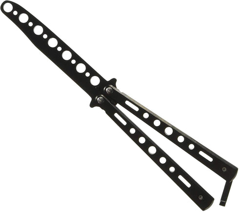 Butterfly Knife Trainer Practice Steel Metal Folding Knife Training Knife Unsharpened Blade (Black)...